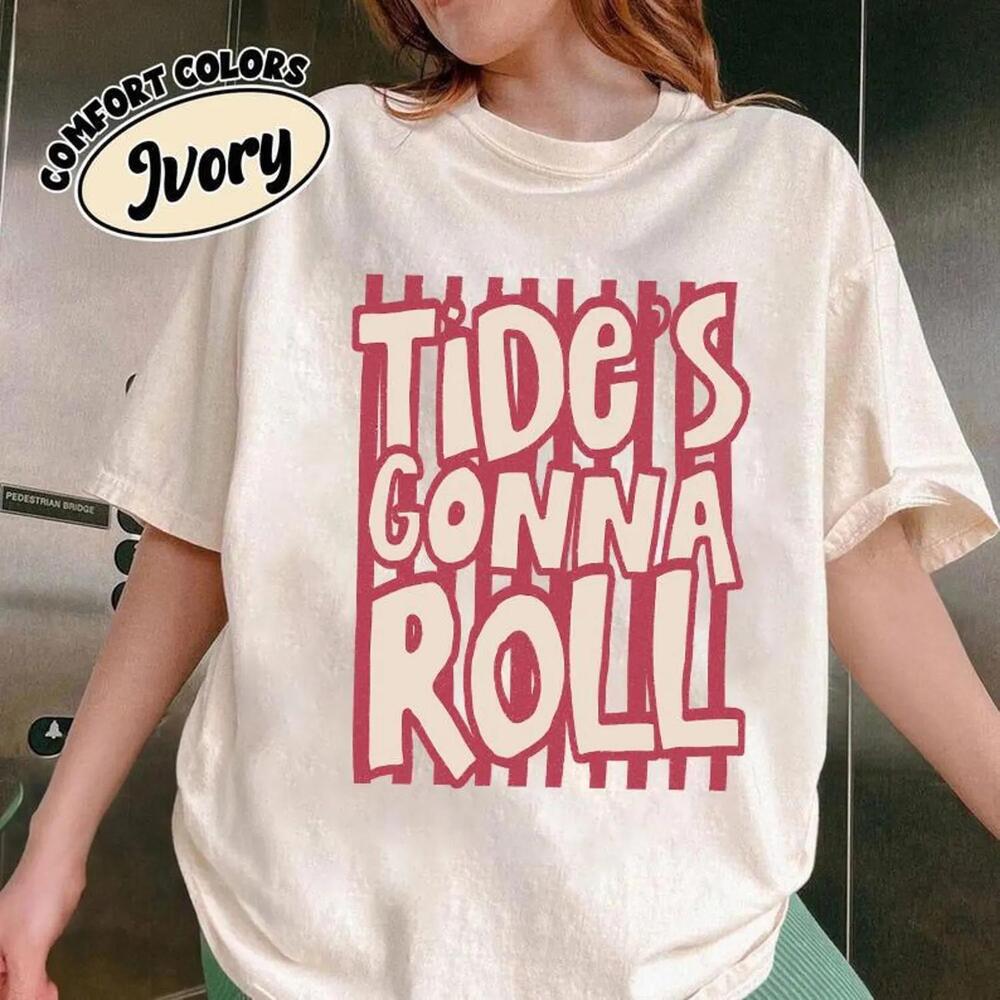 Alabama Football Tides Gonna Roll Graphic Crimson Game Day College Fan Tee